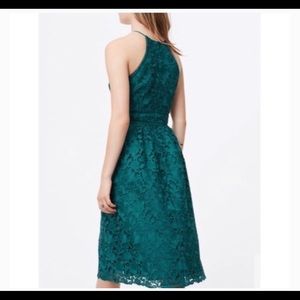 Loft Emerald Green Lace Halter Dress